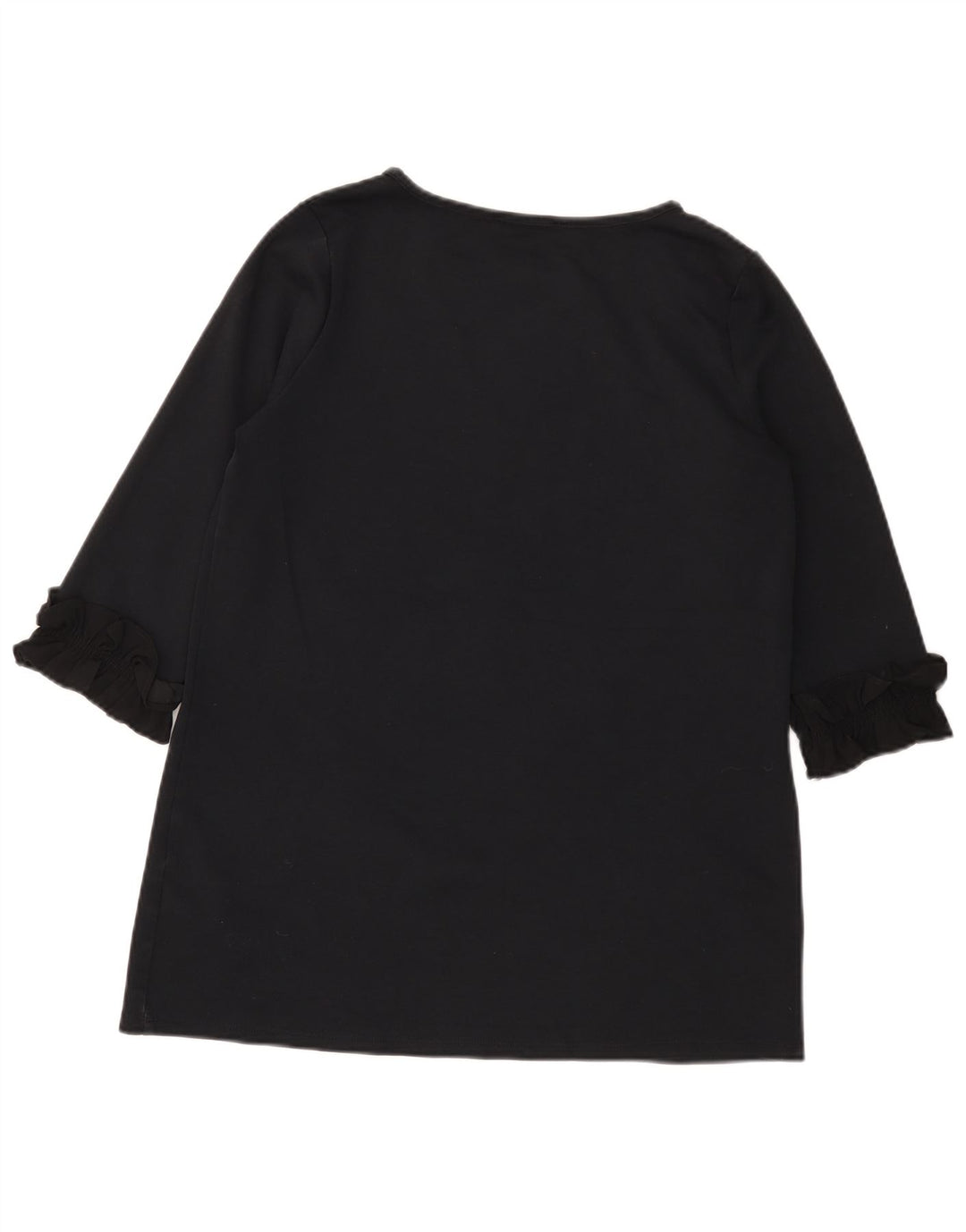 Marks & Spencer Dame 3/4-ærmet tunikatop UK 12 Medium Sort Bomuld
