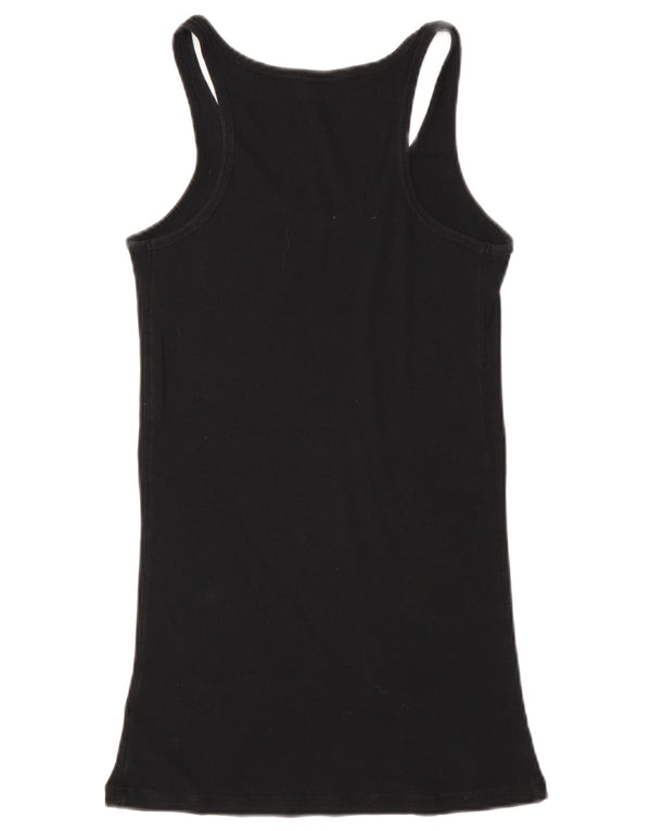 Guess Kvinders Grafisk Vest Top UK 8 Small Black Bomuld