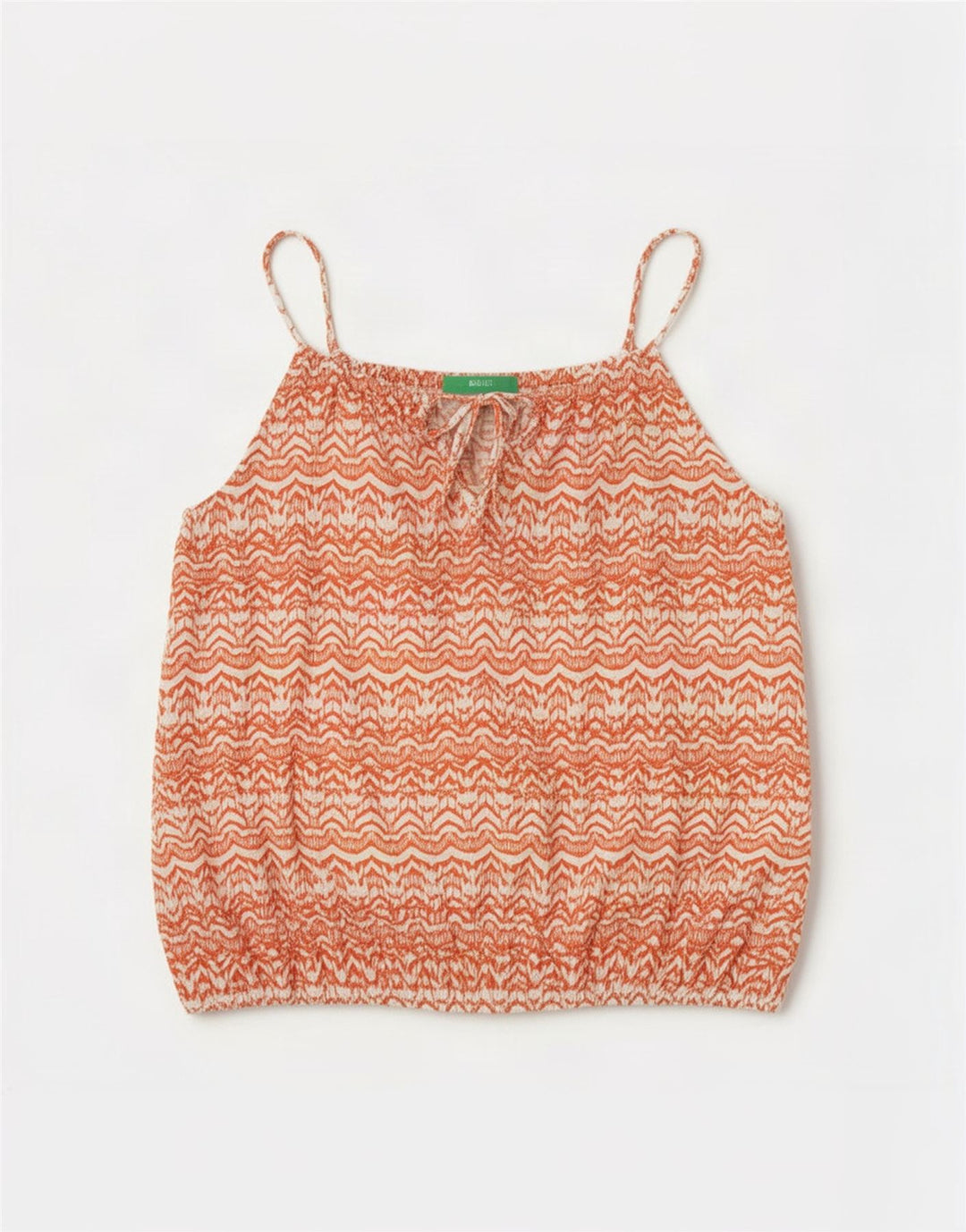 Benetton Dame Oversized Cami Top UK 14 Medium Rød Geometrisk Bomuld