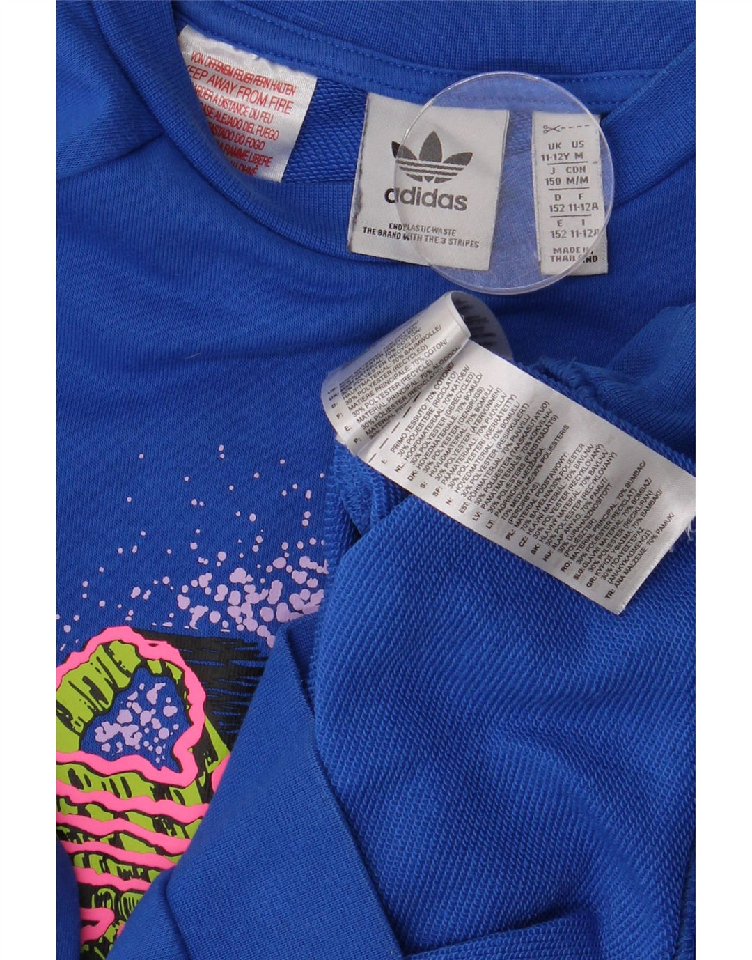 Adidas Drenge Grafisk Sweatshirt Jumper 11-12 år Blå Crosta