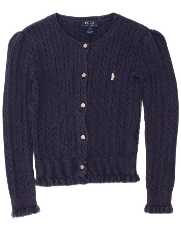 POLO RALPH LAUREN Pige Cardigan Sweater 6-7 År Marineblå Bomuld