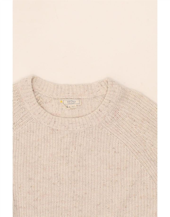 FAT FACE Womens Boat Neck Jumper Sweater UK 12 Medium Beige Flecked Vintage Fat Face and Second-Hand Fat Face from Messina Hembry 