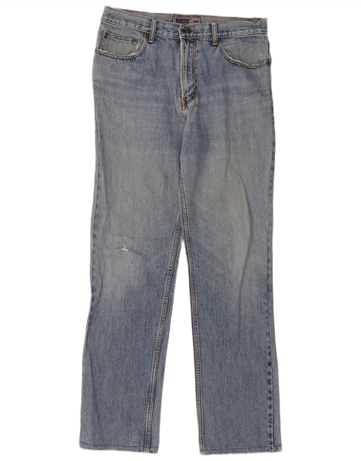 Lee Herre Ryttere Distressed Straight Jeans W34 L33 Blå Bomuld