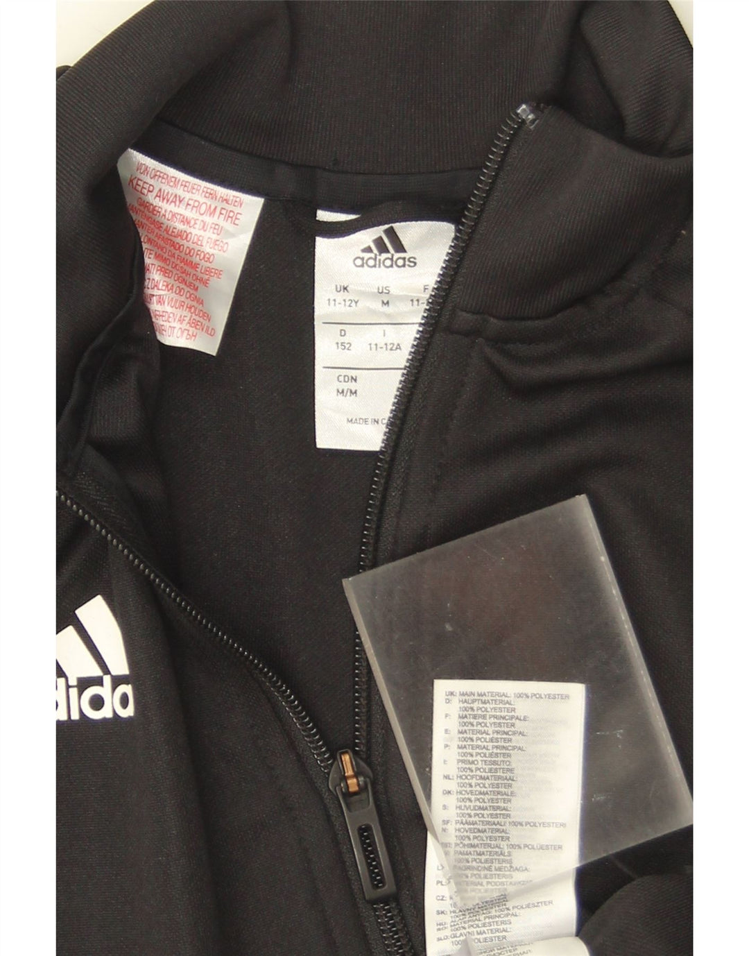 Adidas Pige Træningsdragt Topjakke 11-12 År Sort Polyester
