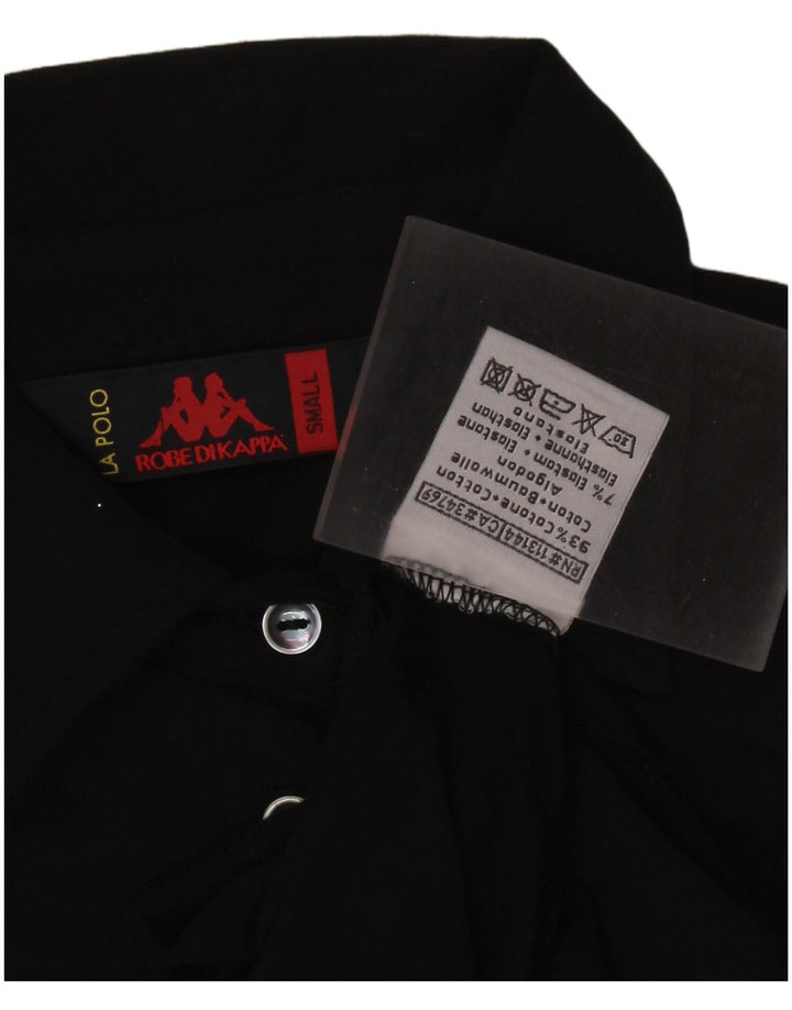 KAPPA Dame Polo Shirt UK 8 Small Black Bomuld