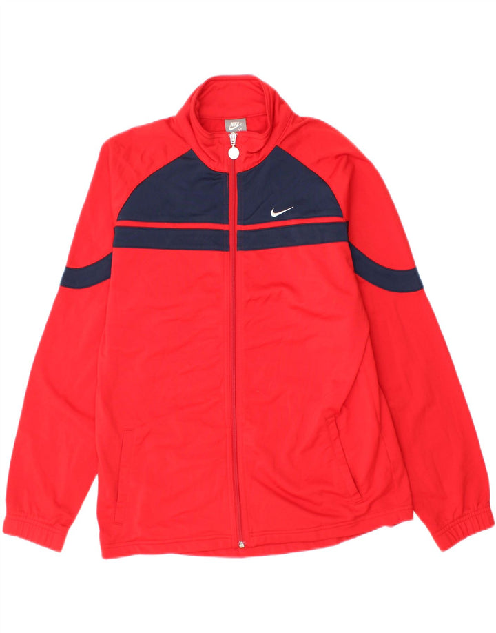 NIKE Boys Graphic Tracksuit Top Jacket 13-14 Years XL Red Colourblock Vintage Nike and Second-Hand Nike from Messina Hembry 