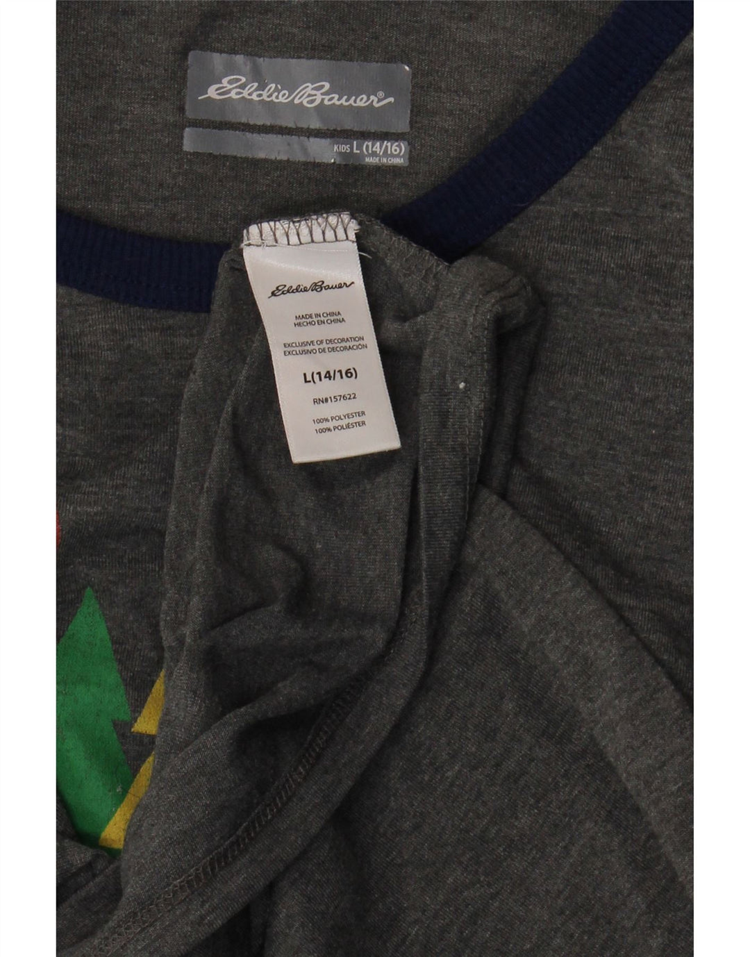 EDDIE BAUER Boys Graphic Top Long Sleeve 14-15 Years Large Grey Polyester Vintage Eddie Bauer and Second-Hand Eddie Bauer from Messina Hembry 