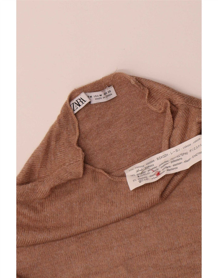 Zara Dame Bluse Top UK 14 Medium Beige Viscose