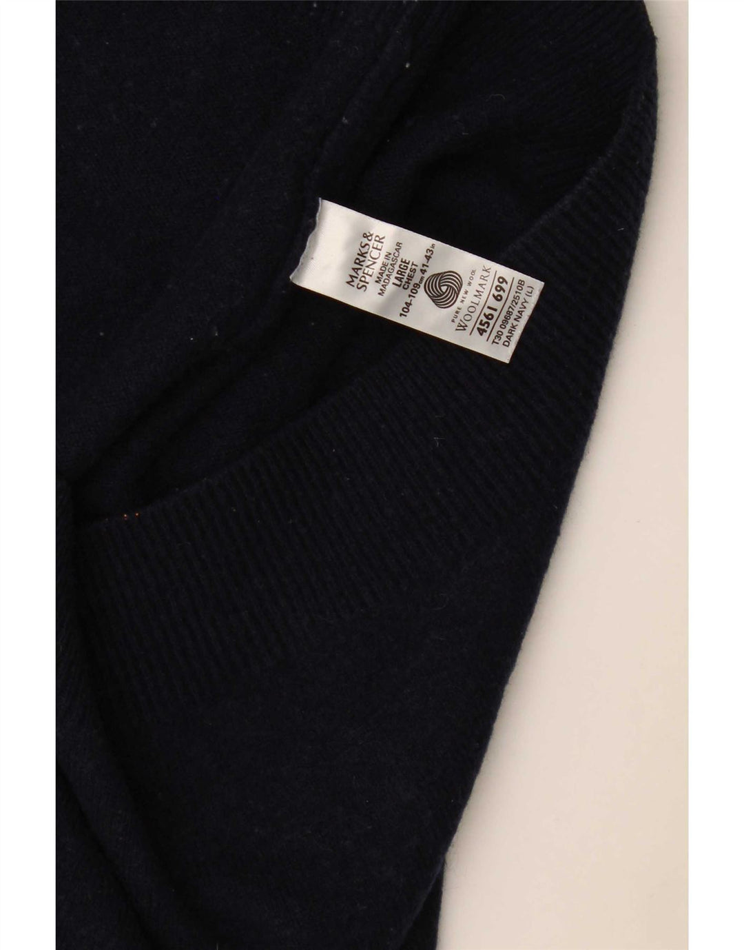Marks & Spencer Herre V-hals sweater Stor marineblå lammeuld