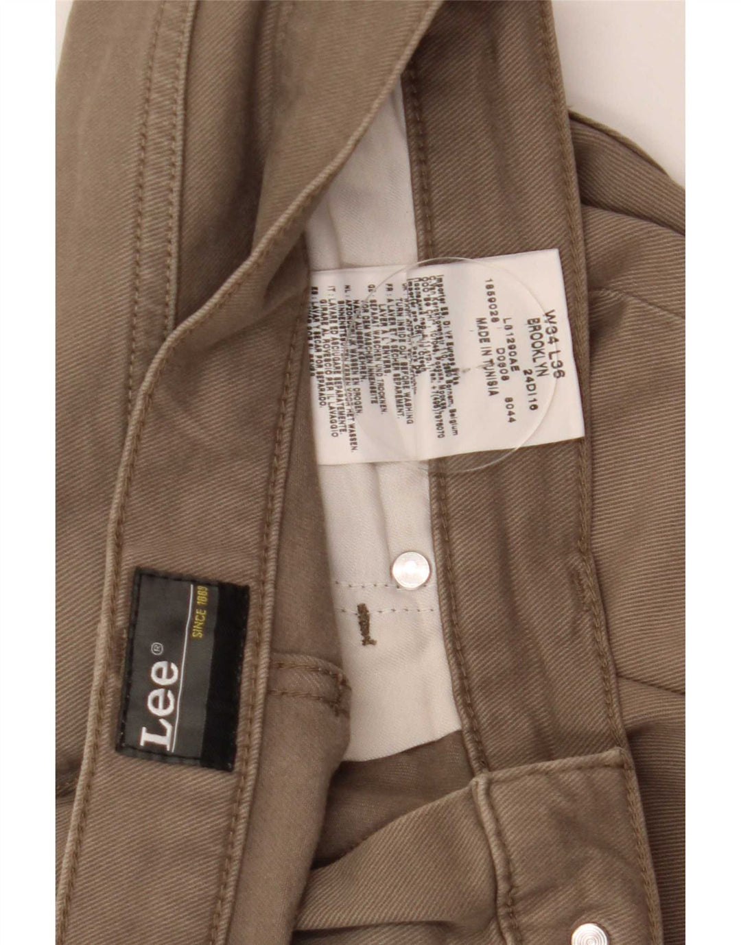 Lee Mens Brooklyn Straight Jeans W34 L33 Beige Bomuld