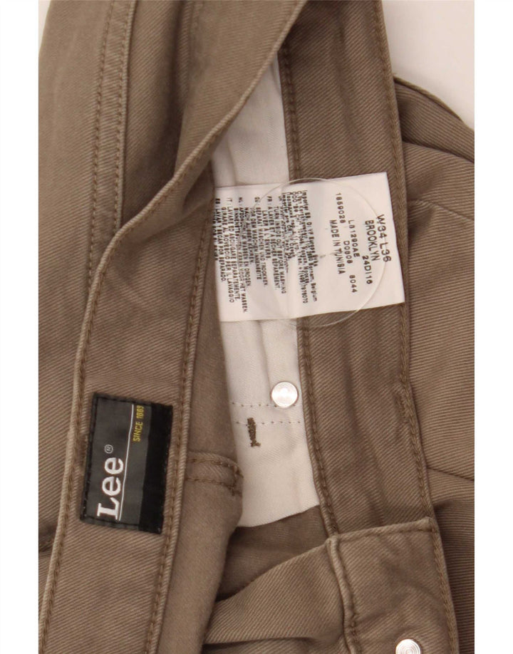 Lee Mens Brooklyn Straight Jeans W34 L33 Beige Bomuld