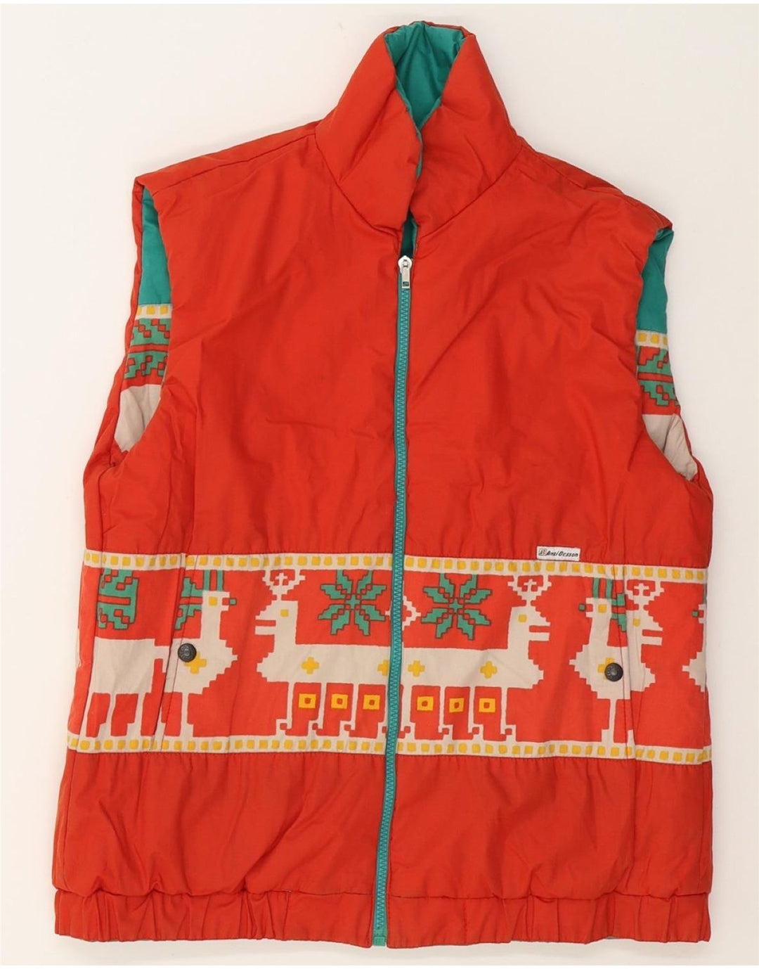 ANZI BESSON Mens Reversible Gilet UK 36 Small Green Fair Isle Vintage Anzi Besson and Second-Hand Anzi Besson from Messina Hembry 