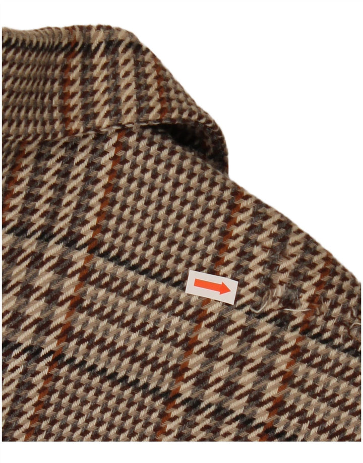 Vintage dame 1-knaps blazerjakke UK 20 2XL brun ternet uld