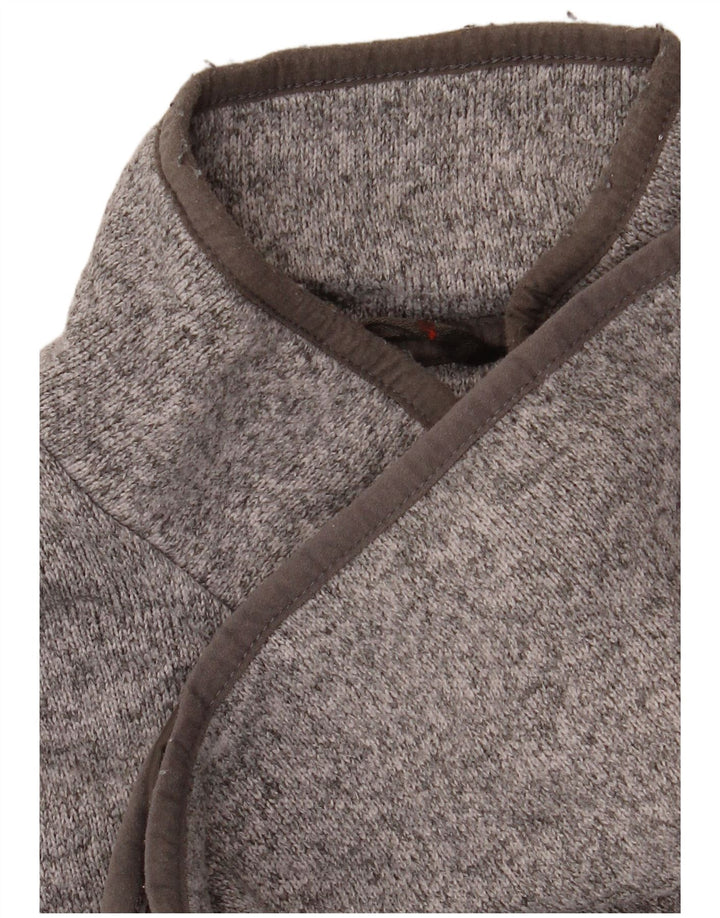 L.L.Bean Herre Button Neck Jumper Sweater Medium Grey Flecked Polyester