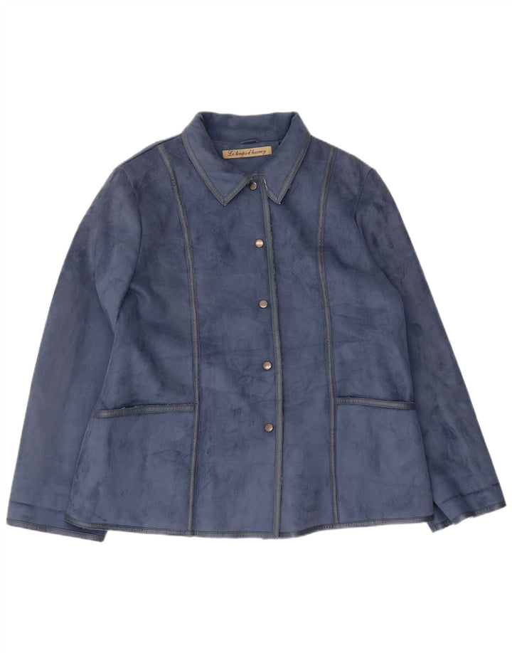 Vintage overfrakke til kvinder IT 50 XL blå polyester