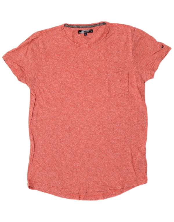 Tommy Hilfiger Herre T-Shirt Top Medium Rød Flecked Bomuld