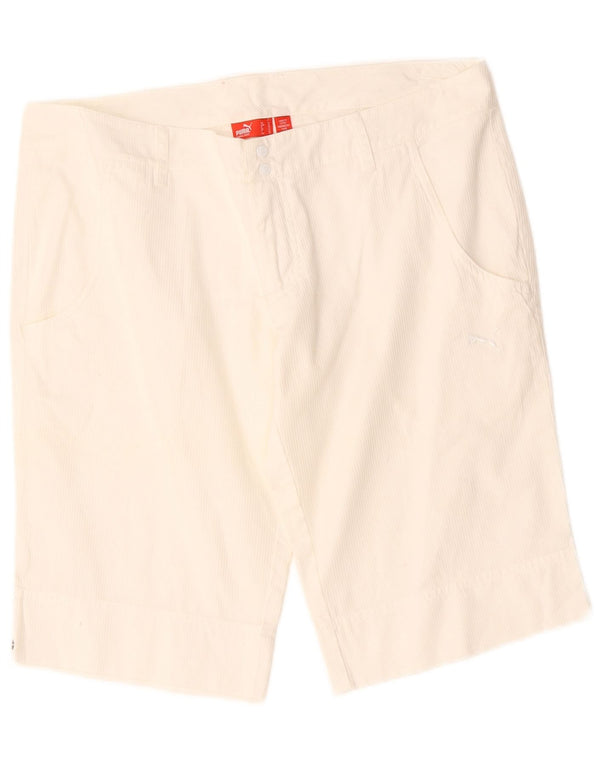 Puma Casual Shorts til kvinder UK 12 Medium W34 White Pinstripe