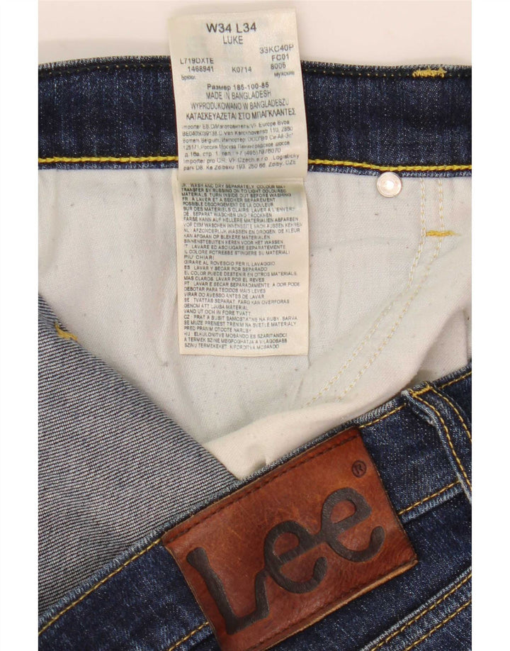 Lee Herre Luke Slim Jeans W34 L30 Marineblå Bomuld
