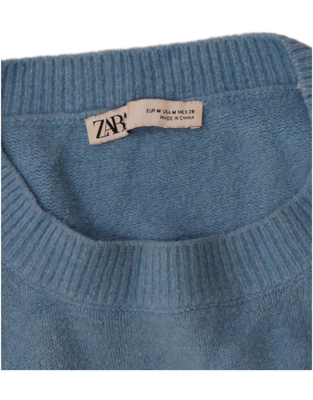 Zara Herre sweater med rund hals, mellemblå