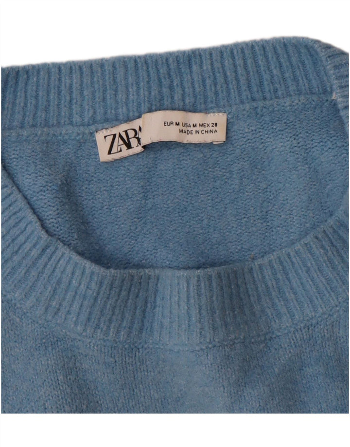 Zara Herre sweater med rund hals, mellemblå