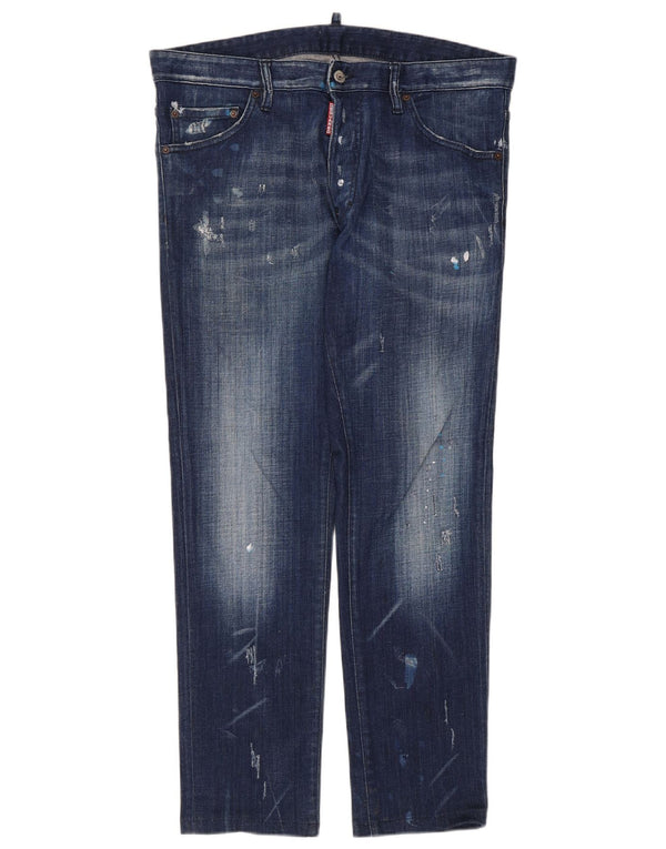 Dsquared2 Dame Distressed Slim Jeans IT 52 2XL W36 L29 Blå Bomuld