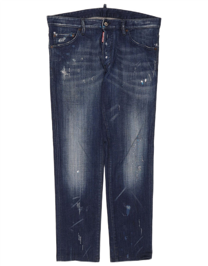 Dsquared2 Dame Distressed Slim Jeans IT 52 2XL W36 L29 Blå Bomuld