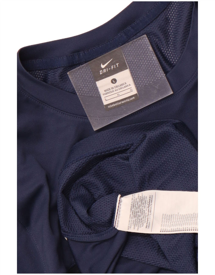 Nike Herre Dri Fit T-shirt Top Stor marineblå polyester