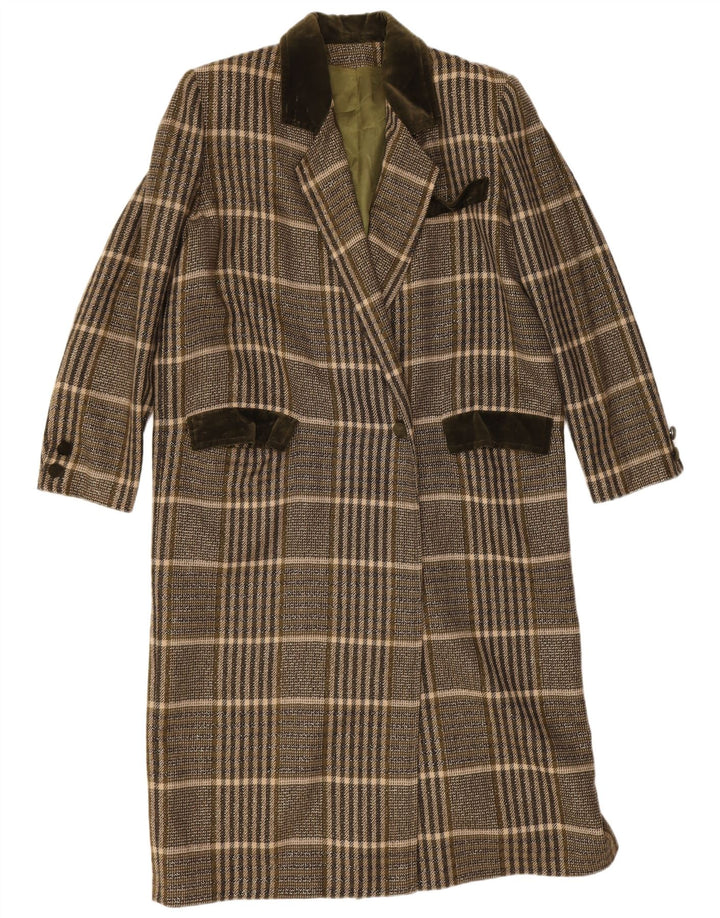 Vintage oversize overfrakke til kvinder UK 14 Medium Khaki Check
