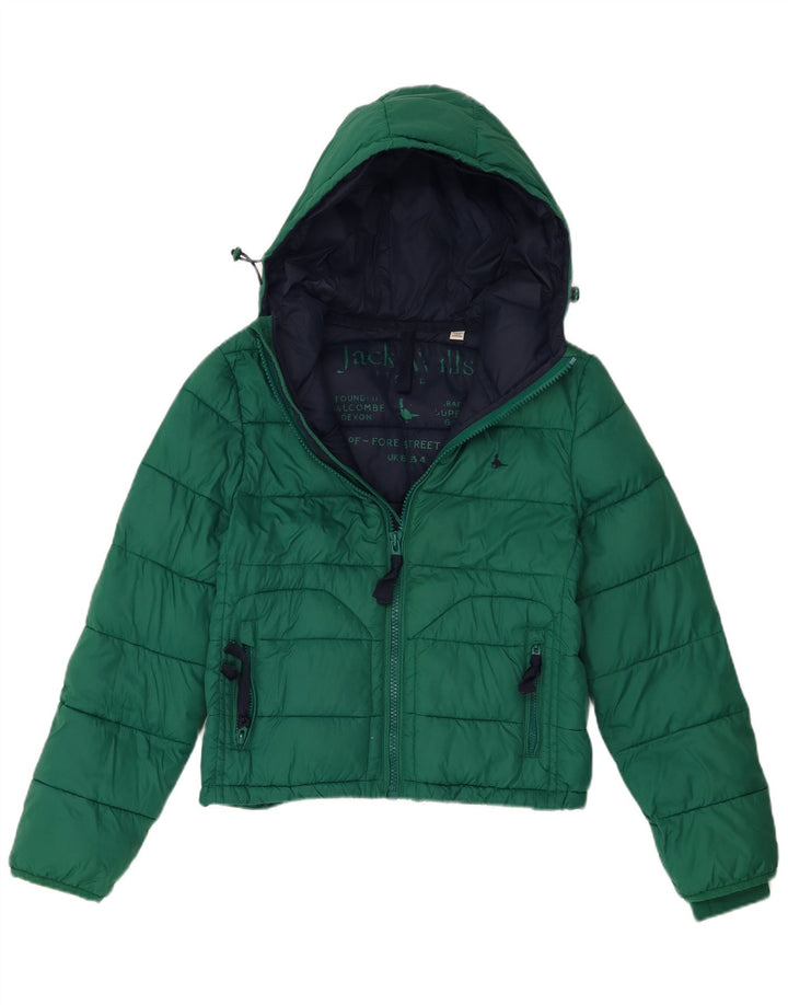 Jack Wills Dame Crop Hætte Oversized Polstret Jakke UK 8 Lille Grøn