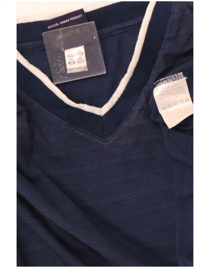 UMBRO Herre T-Shirt Top 2XL Marineblå Stribet Polyester
