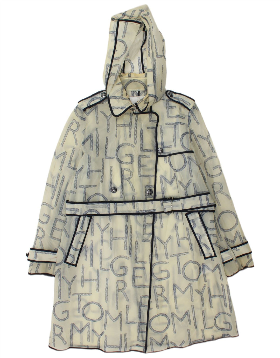 Tommy Hilfiger Graphic Raincoat til kvinder UK 10 Small Off White Polyurethane