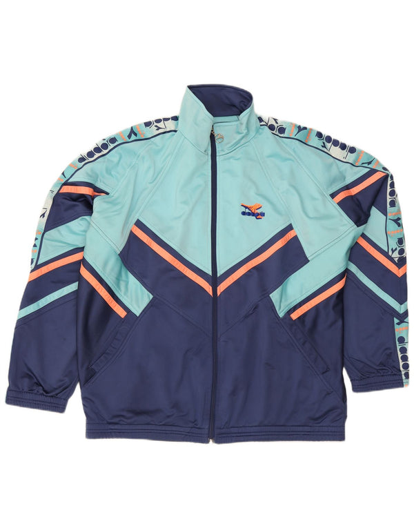 Diadora Herre grafisk træningsdragt Topjakke UK 48 2XL Blå Colourblock