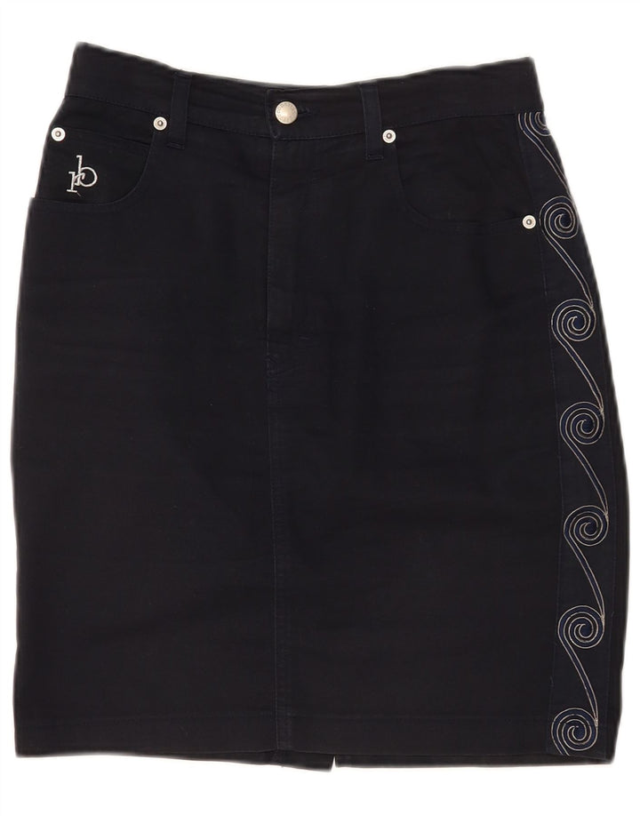 Roccobarocco Dame Pencil Skirt IT 44 Medium W28 Marineblå Geometrisk
