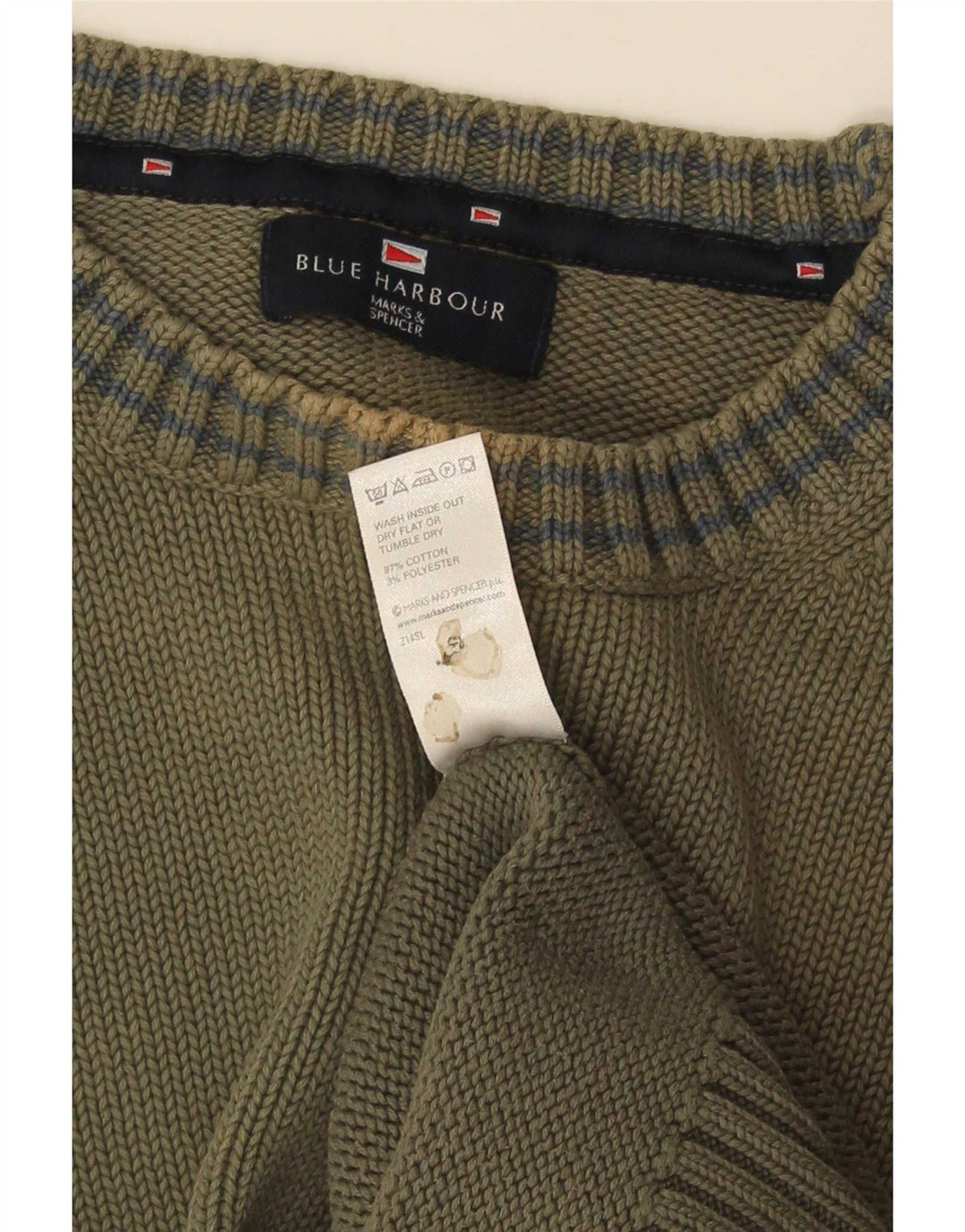 Marks & Spencer Herre sweater med rund hals, stor grøn bomuld