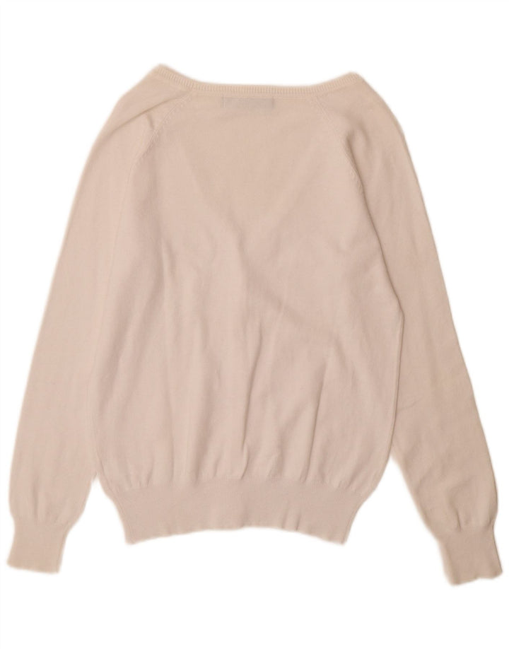 Zara Dame Cardigan Sweater UK 14 Stor Hvid Bomuld