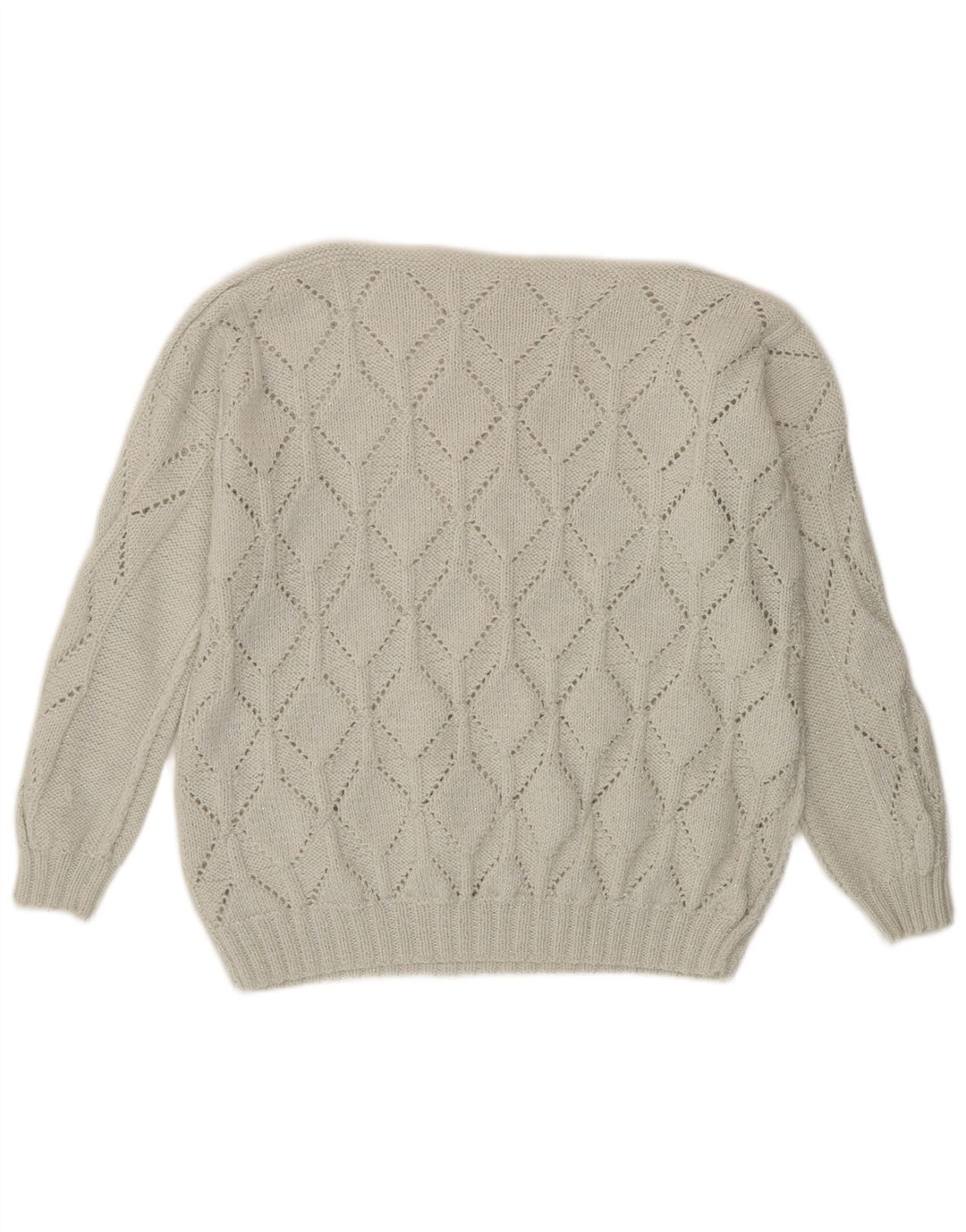 VINTAGE Dame Boat Neck Jumper Sweater UK 18 XL Off White