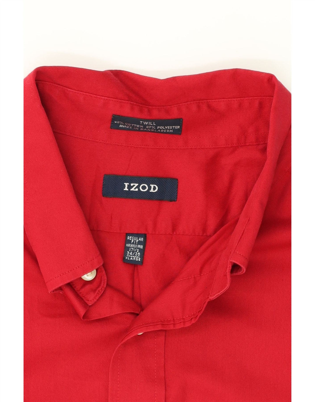 IZOD Mens Regular Fit Shirt Size 17 1/2 XL Red Cotton Vintage Izod and Second-Hand Izod from Messina Hembry 
