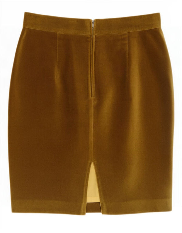 Benetton Womens Velvet Pencil Skirt IT 44 Medium W28 Khaki Bomuld