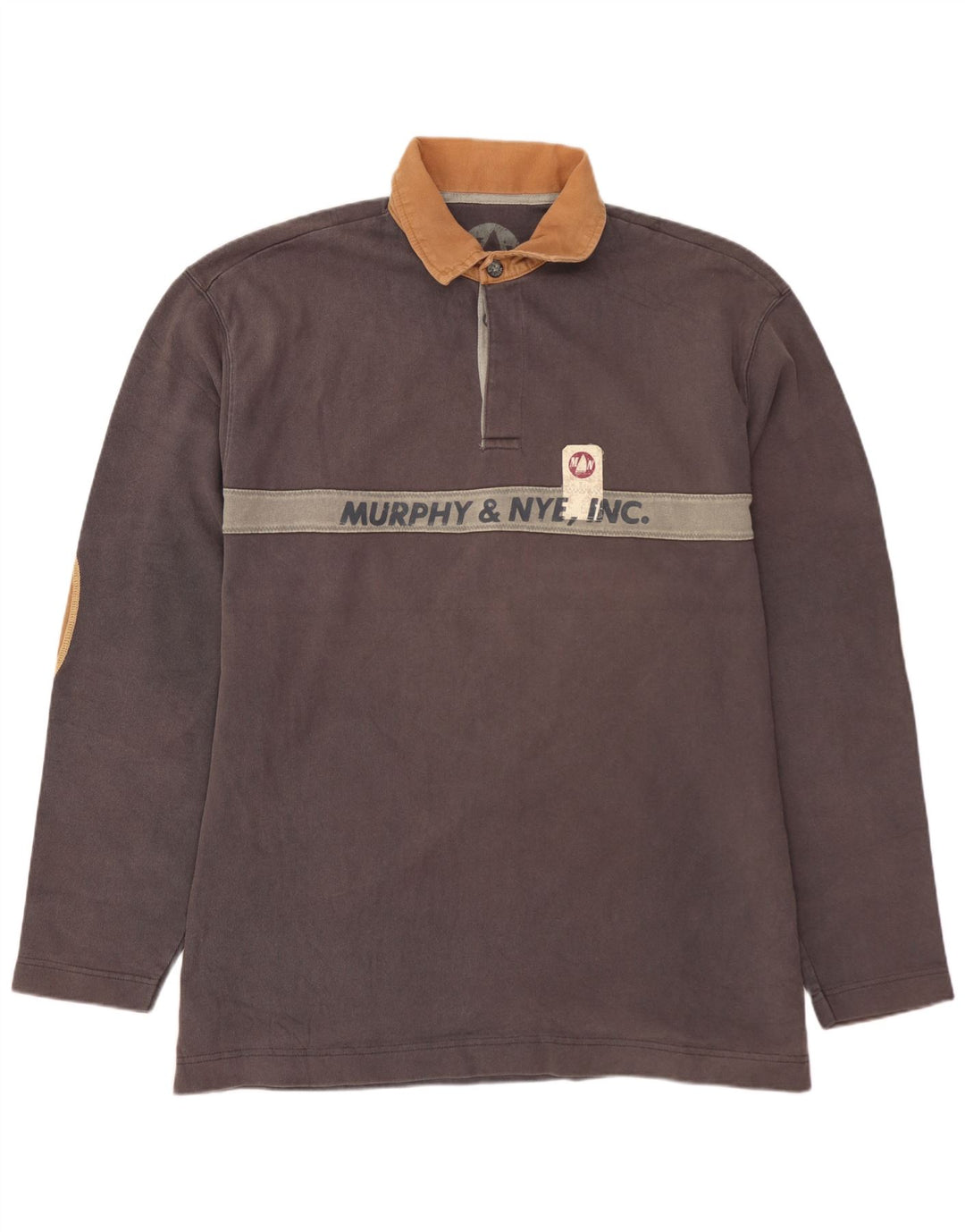 MURPHY & NYE Herre Sailmakers Grafisk Rugby Polo Shirt 2XL Grå Colourblock