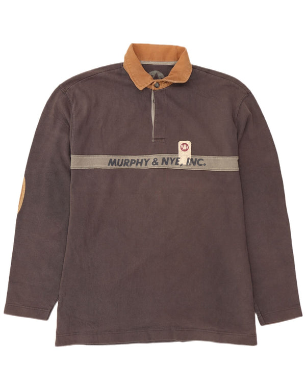 MURPHY & NYE Herre Sailmakers Grafisk Rugby Polo Shirt 2XL Grå Colourblock