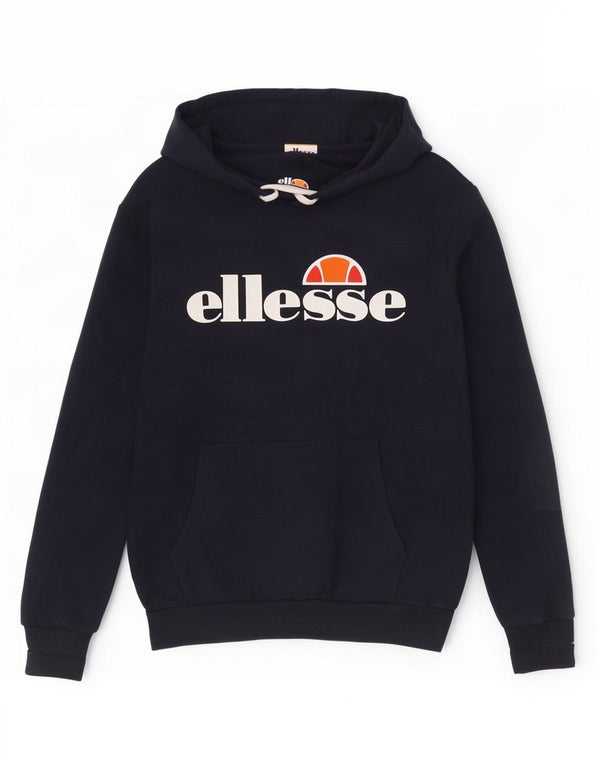 Ellesse Dame Grafisk Hoodie Jumper UK 12 Medium Navy Blue Bomuld