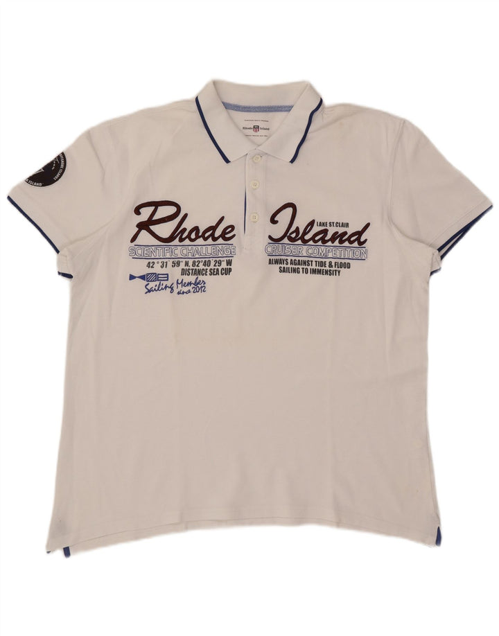 Rhode Island Herre grafisk poloshirt Stor hvid bomuld