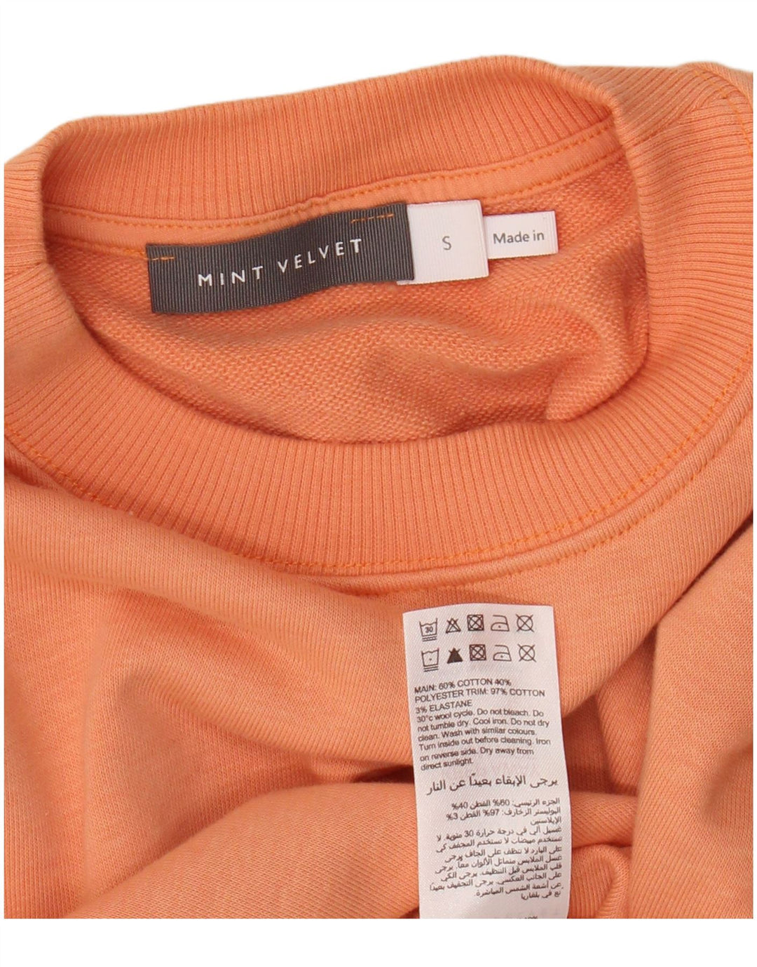 MINT FLØJEL Dame Oversized Sweatshirt Jumper UK 10 Small Orange Bomuld