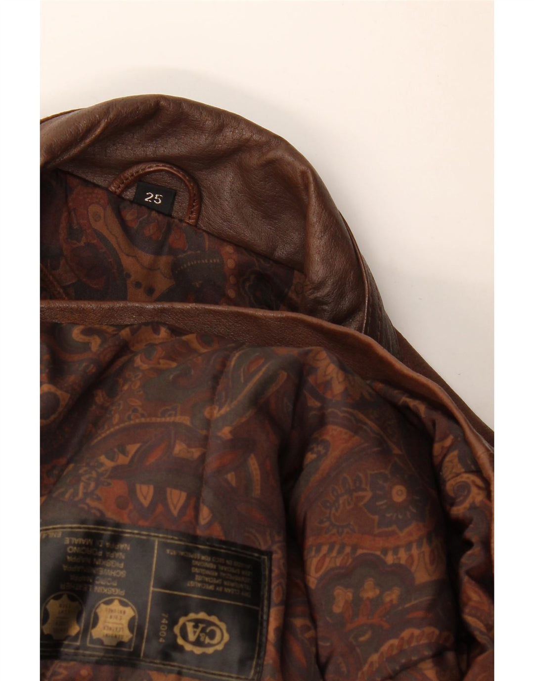 C&A Herre Læder Windbreaker Coat UK 42 XL Brun Læder