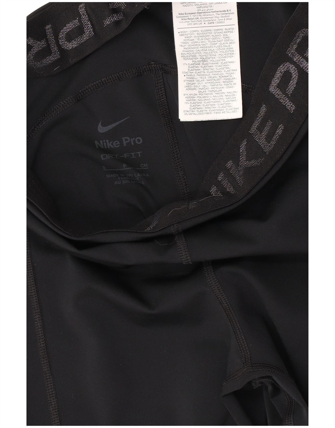 Nike Dame Dri Fit Grafiske Leggings UK 10 Small Black Colourblock Nylon