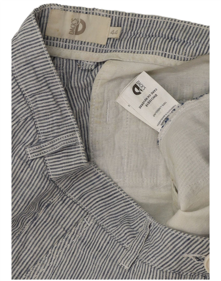 DAKS Womens Chino Shorts IT 44 Medium W30  Blue Striped Linen