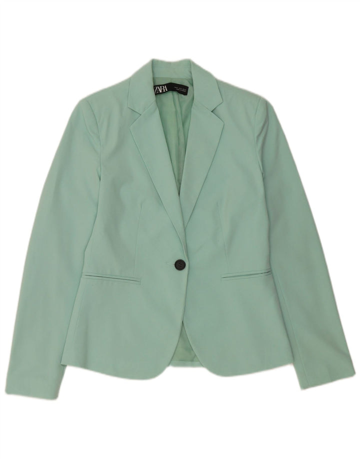 Zara Dame 1-knaps blazerjakke EU 34 2XS turkis polyester