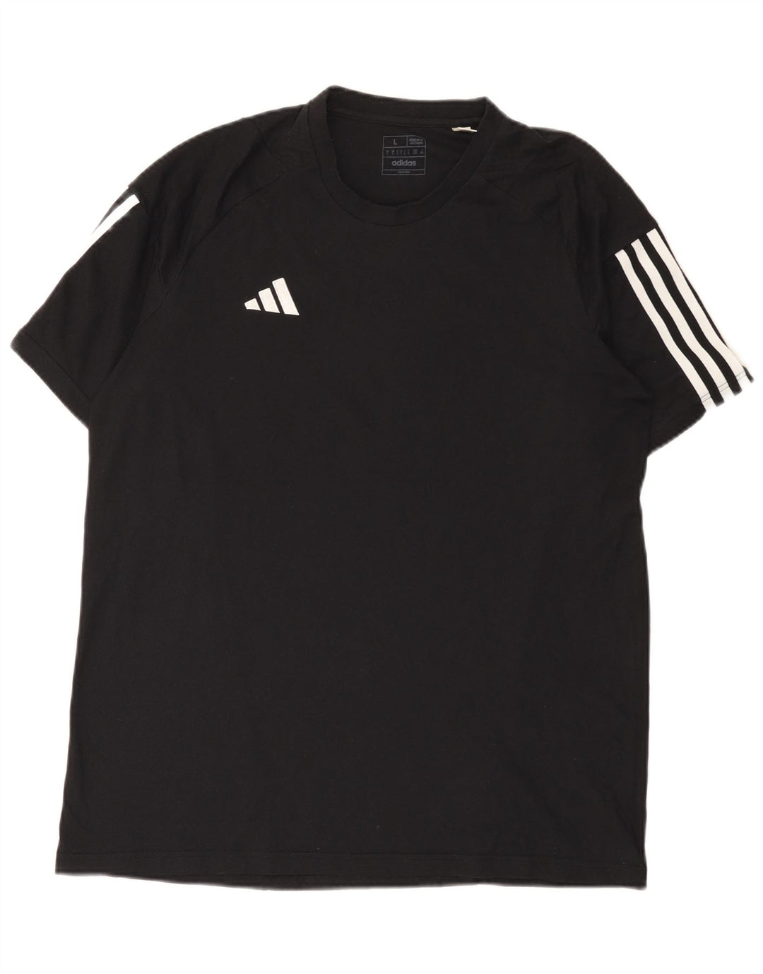 Adidas Herre Regular Fit T-Shirt Top Stor Sort Bomuld