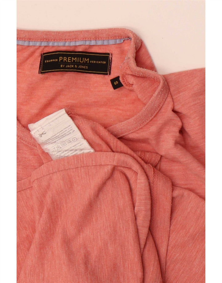 Jack & Jones Herre T-shirt Top Small Pink Flecked Polyester