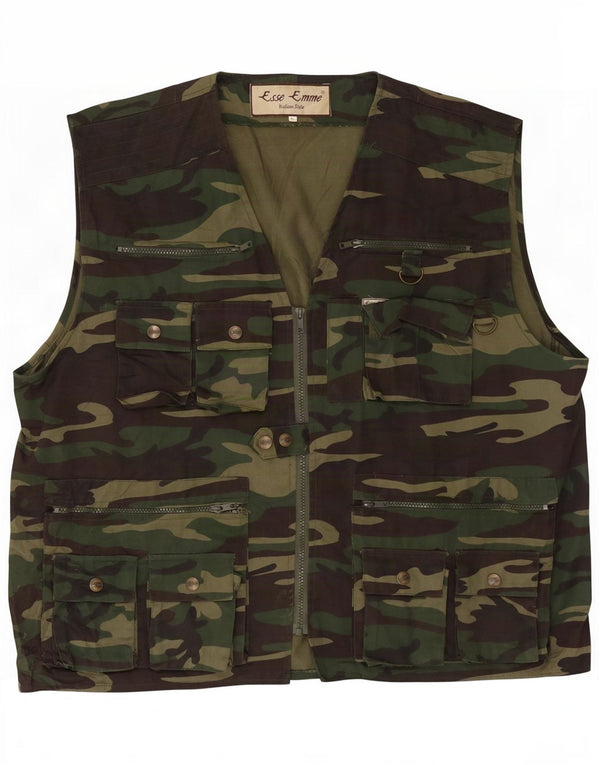 ESSE EMME Herre Utility Gilet UK 42 XL Khaki Camouflage Polyester